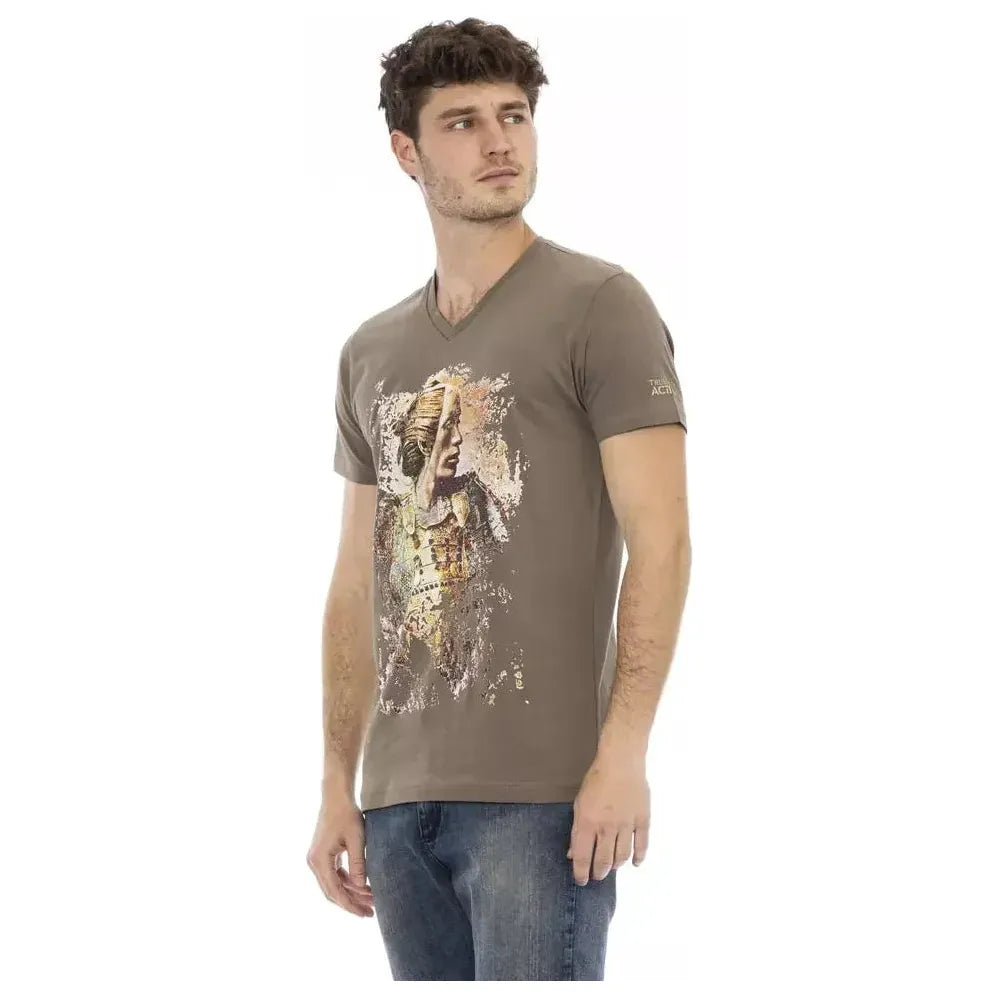 Trussardi Action Brown Cotton Men T-Shirt Trussardi Action