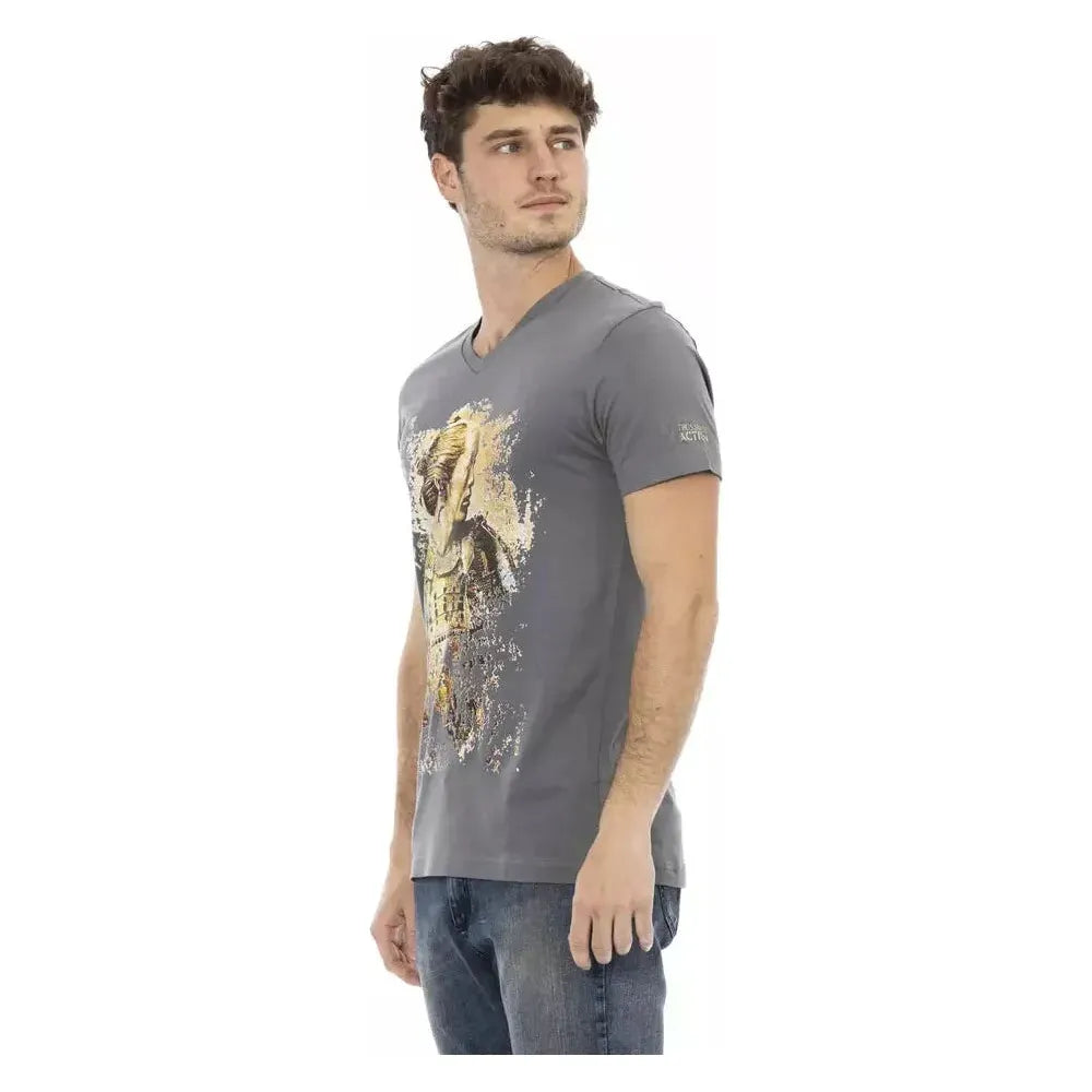 Trussardi Action Gray Cotton Men T-Shirt Trussardi Action