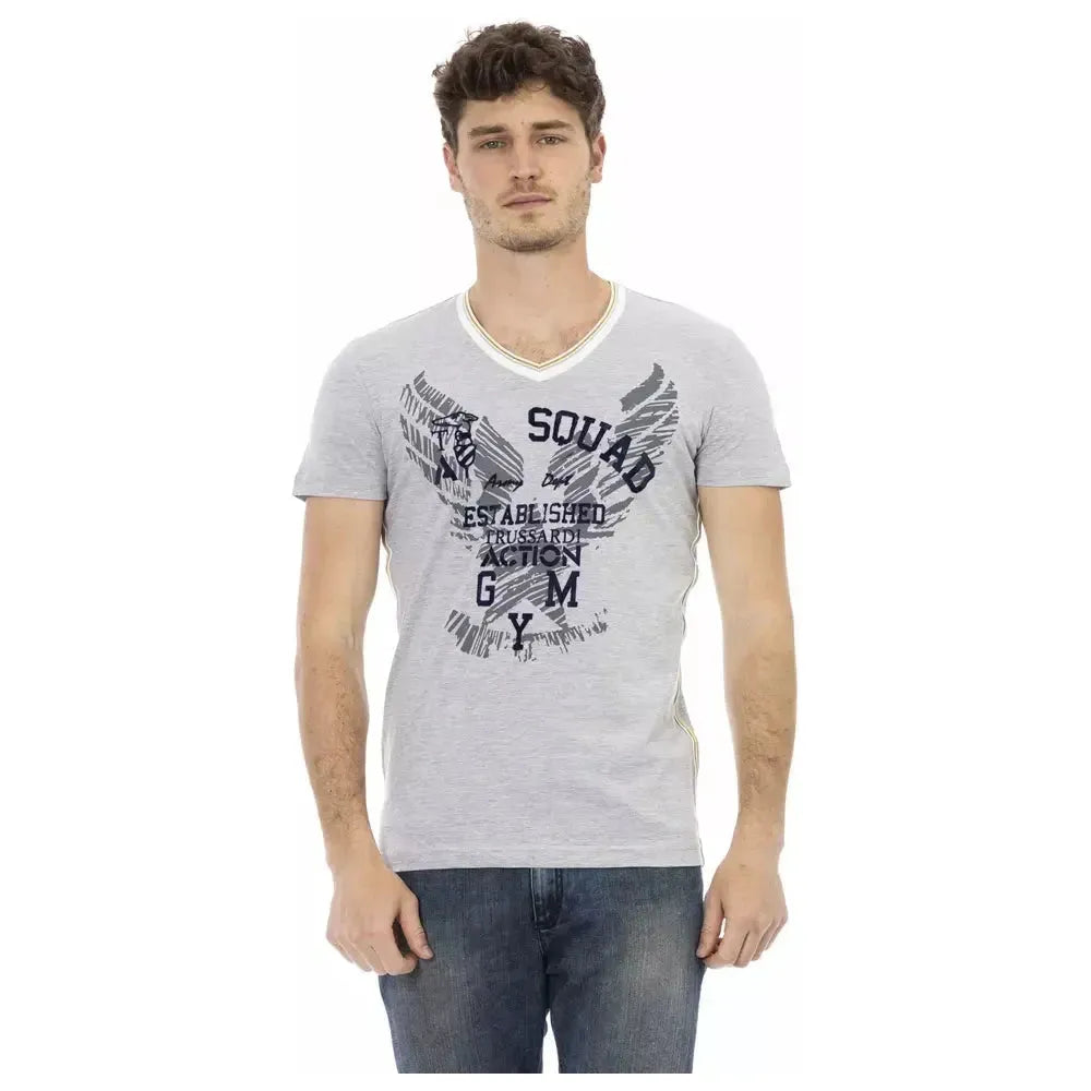 Trussardi Action Gray Cotton Men T-Shirt Trussardi Action