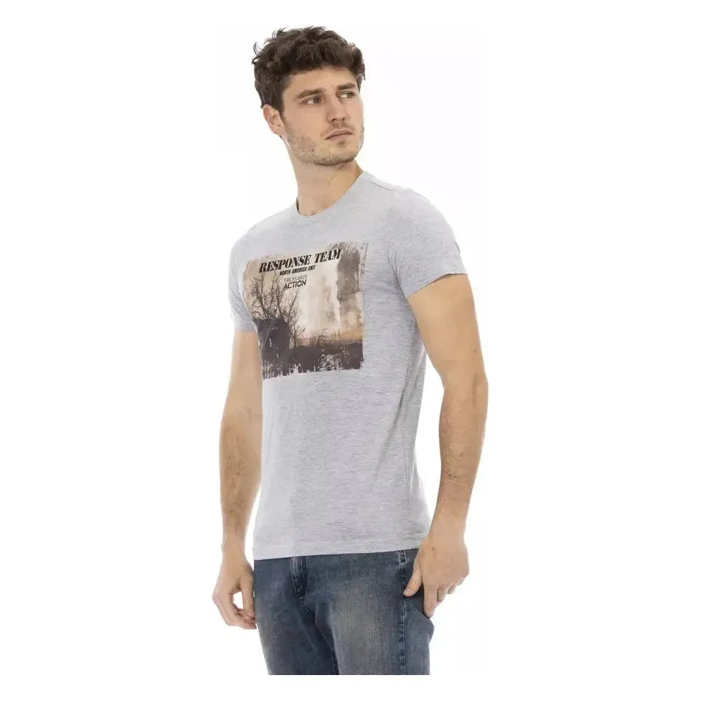 Trussardi Action Gray Cotton Mens TShirt Trussardi Action