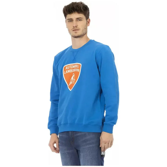 Automobili Lamborghini Blue Cotton Men Sweater Automobili Lamborghini