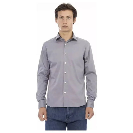 Baldinini Trend Gray Cotton Men Shirt Baldinini Trend