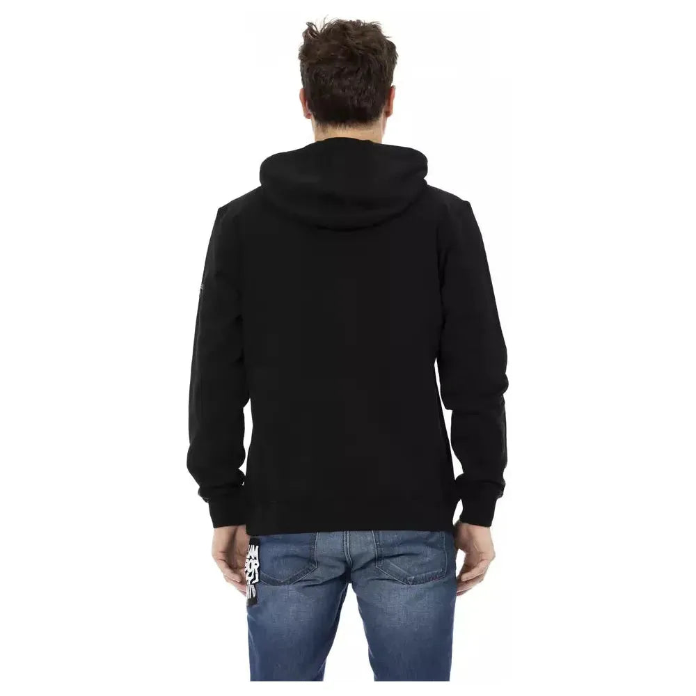 Automobili Lamborghini Black Cotton Men Sweater with Hood Automobili Lamborghini