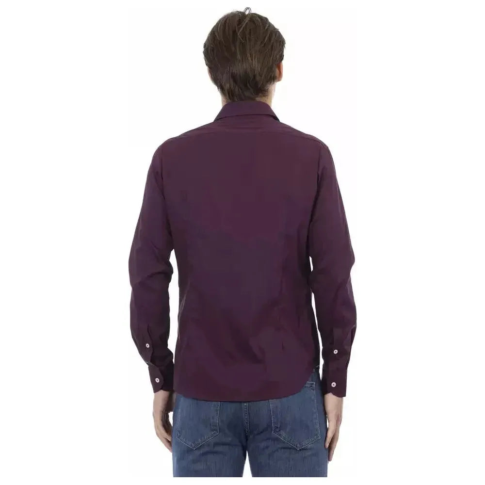 Baldinini Trend Bordeaux Cotton Men Shirt Baldinini Trend