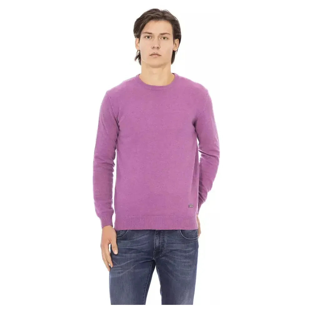 Baldinini Trend Purple Wool Men Sweater 1728,67345744032,Baldinini Trend,Clothing,L,Men,Men - Clothing,New with tags,Purple,Sweaters - Clothing,Sweaters - Men - Clothing,Sweatshirts - Sweaters - Clothing