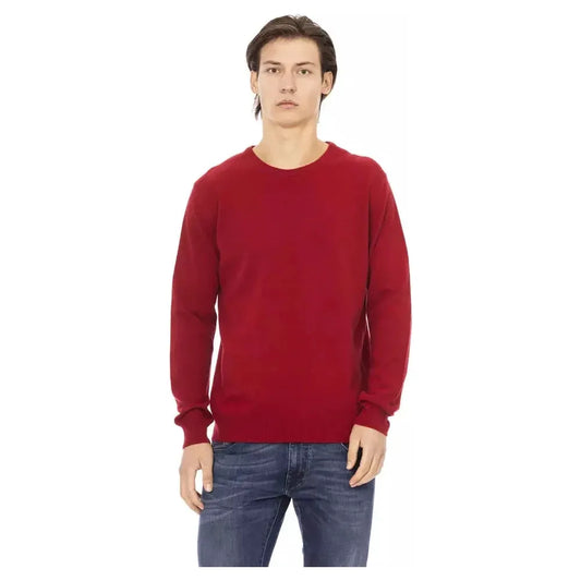 Baldinini Trend Red Wool Men Sweater Baldinini Trend