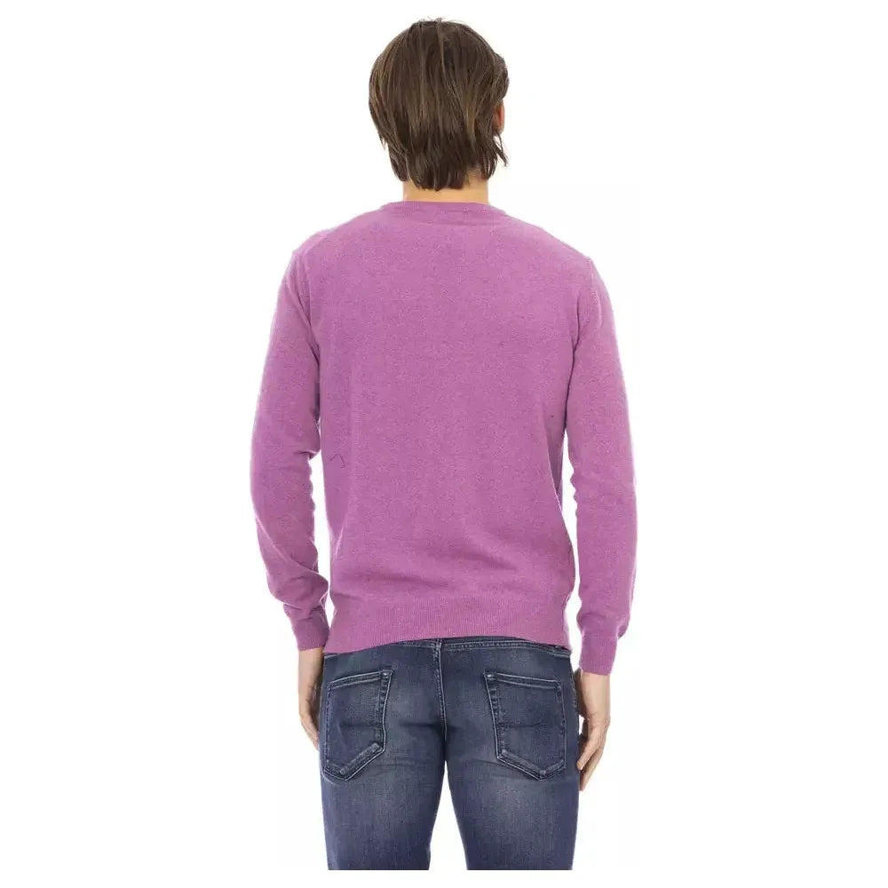 Baldinini Trend Purple Wool Men Sweater 1728,67345744032,Baldinini Trend,Clothing,L,Men,Men - Clothing,New with tags,Purple,Sweaters - Clothing,Sweaters - Men - Clothing,Sweatshirts - Sweaters - Clothing