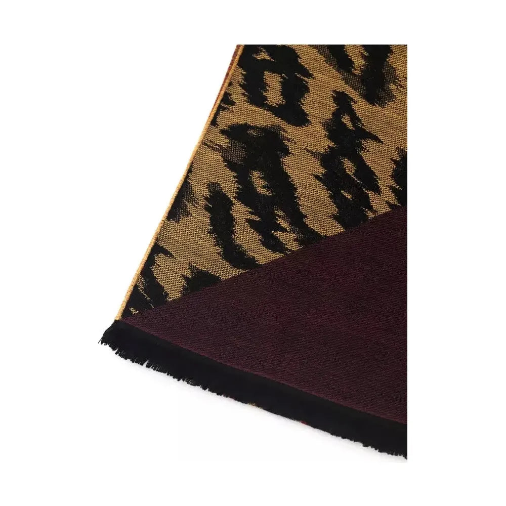 Cavalli Class Brown Wool Men Scarf