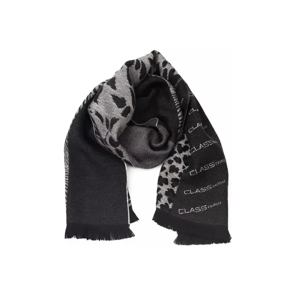 Cavalli Class Black Wool Men Scarf Scarves Cavalli Class