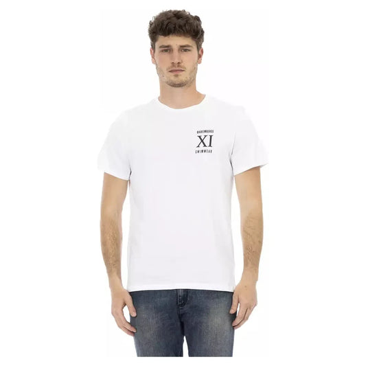 Bikkembergs Elegant White Front Print T-Shirt Bikkembergs