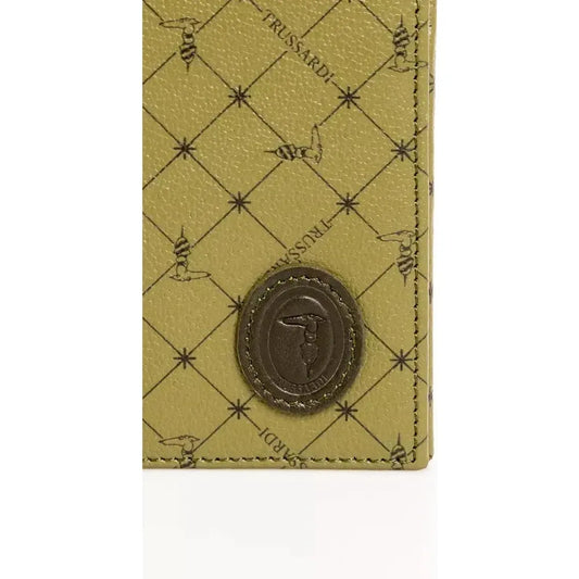 Trussardi Green Leather Men Wallet Wallet Trussardi