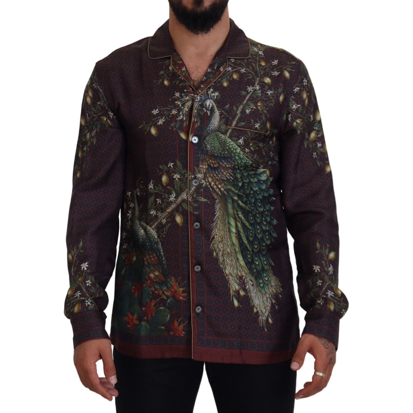 Dolce & Gabbana Elegant Silk Satin Men's Pajama Style Shirt Dolce & Gabbana