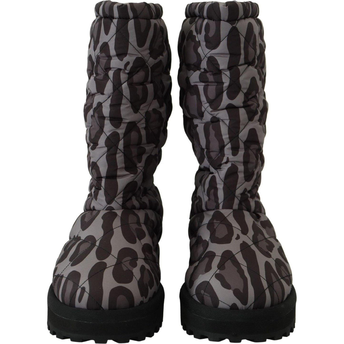 Dolce & Gabbana Elegant Gray Leopard Mid Calf Boots Dolce & Gabbana