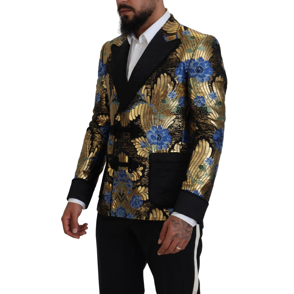 Dolce & Gabbana Gold Lurex Double Breasted Jacket Blazer