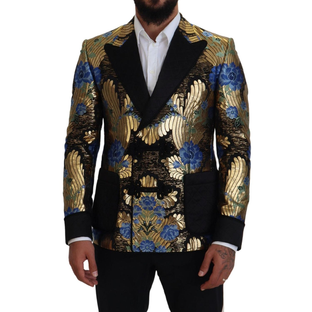 Dolce & Gabbana Gold Lurex Double Breasted Jacket Blazer