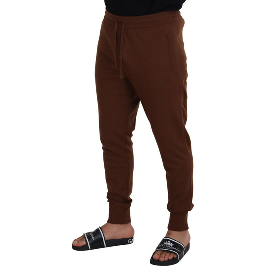 Dolce & Gabbana Elegant Brown Cashmere Jogger Pants Dolce & Gabbana