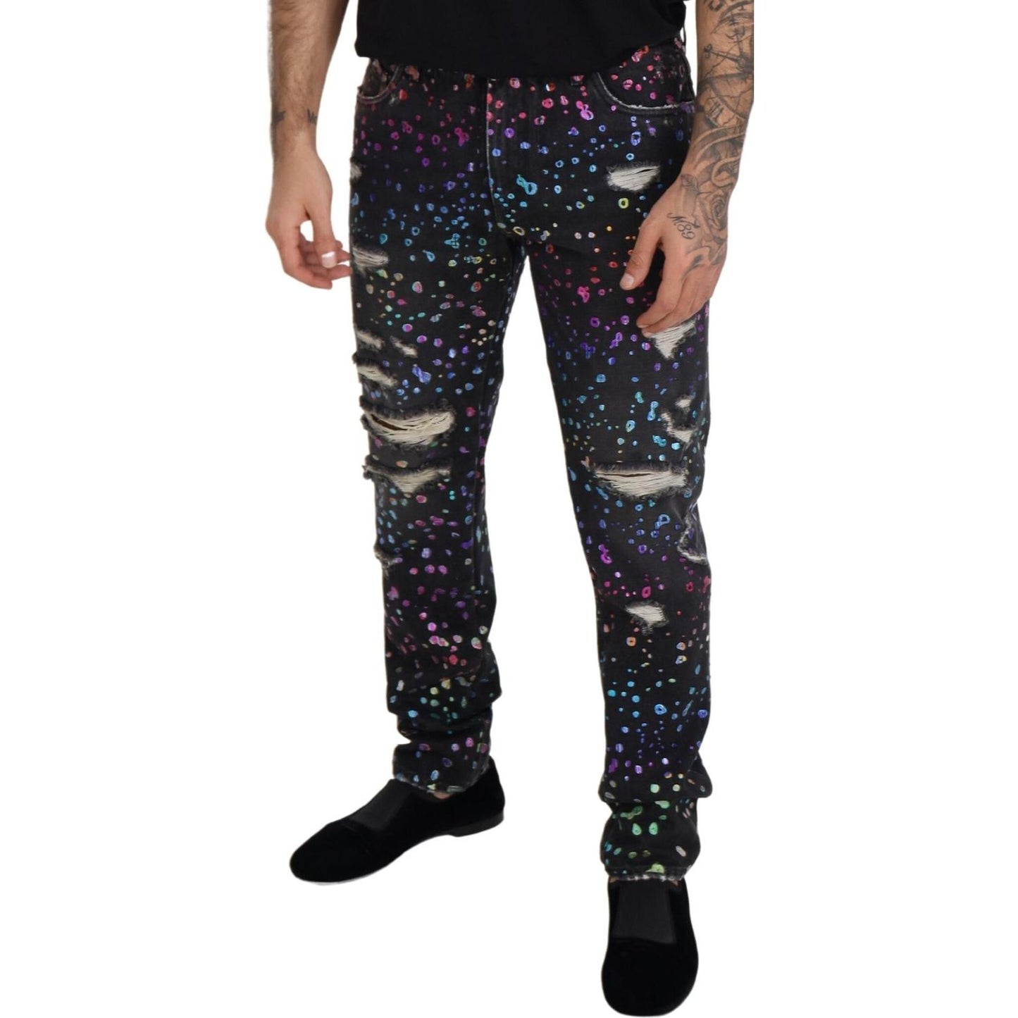 Dolce & Gabbana Elegant Multicolor Printed Denim Pants Dolce & Gabbana