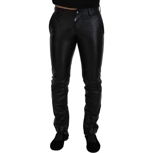 Dolce & Gabbana Elegant Black Agnello Trousers for Men Dolce & Gabbana