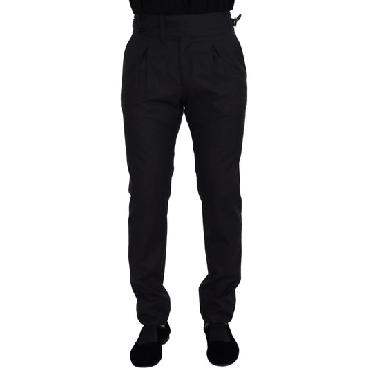 Dolce & Gabbana Elegant Dark Grey Wool Silk Pants Dolce & Gabbana