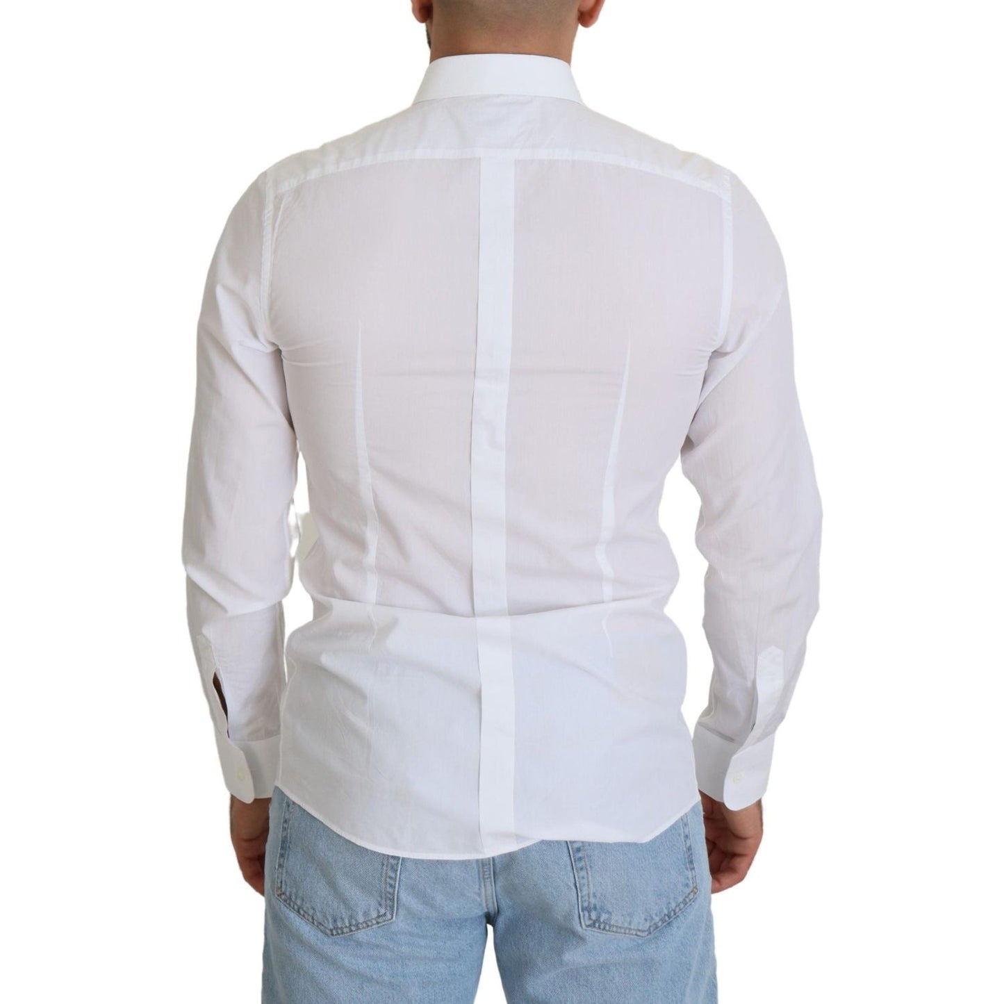 Dolce & Gabbana Elegant White Cotton Poplin Slim Fit Shirt Dolce & Gabbana