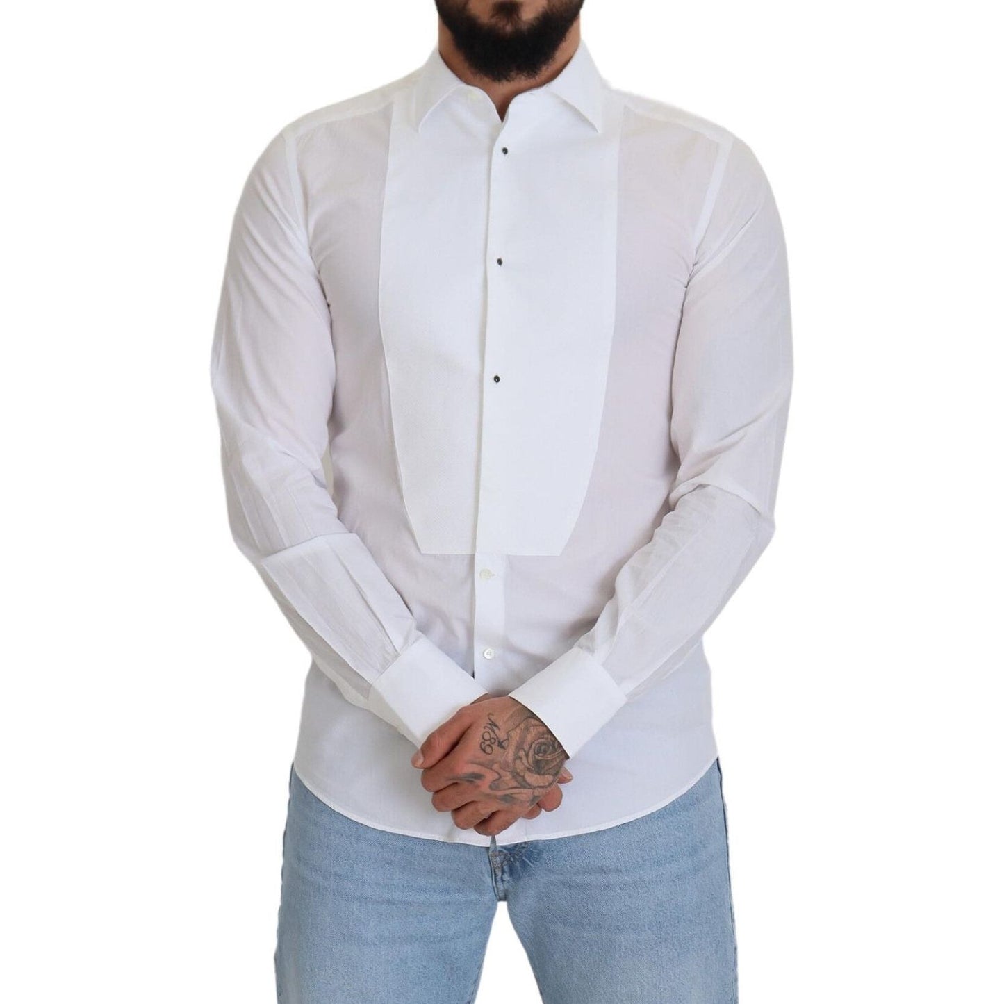 Dolce & Gabbana Elegant White Cotton Poplin Slim Fit Shirt Dolce & Gabbana