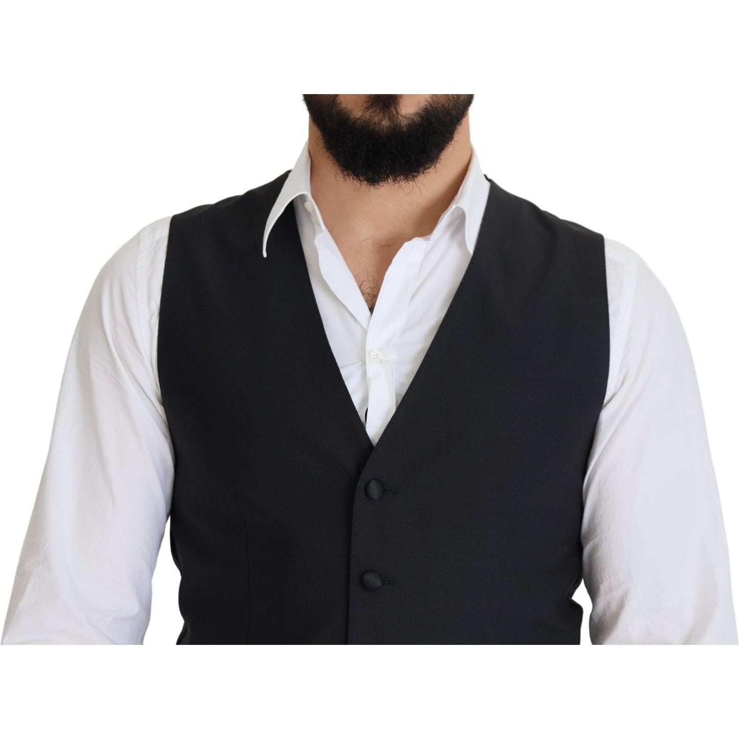 Dolce & Gabbana Elegant Black Single Breasted Dress Vest Dolce & Gabbana