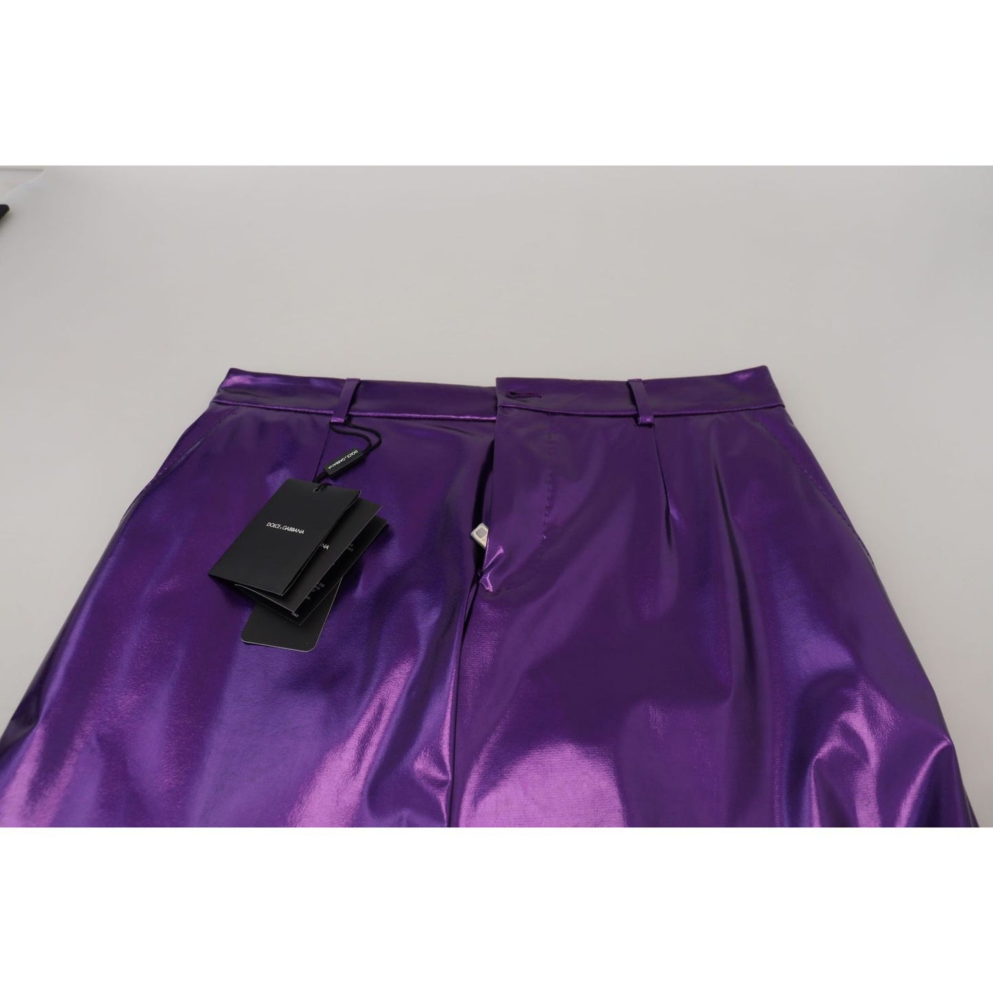 Dolce & Gabbana Elegant Shining Purple Straight Fit Pants Dolce & Gabbana