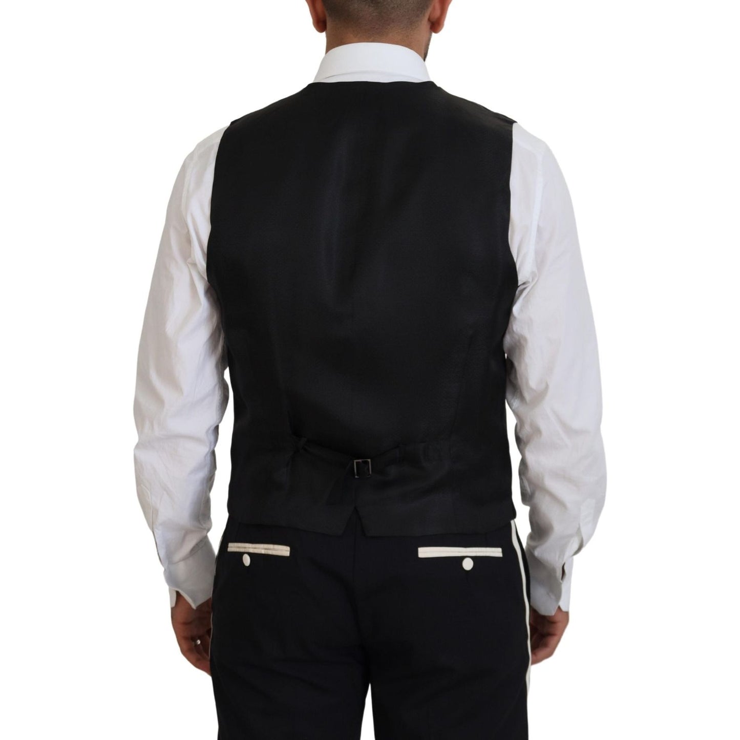 Dolce & Gabbana Elegant Black and White Slim Fit Three Piece Suit Dolce & Gabbana