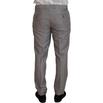 Dolce & Gabbana Silver Wool Silk 3 Piece Slim Fit Suit