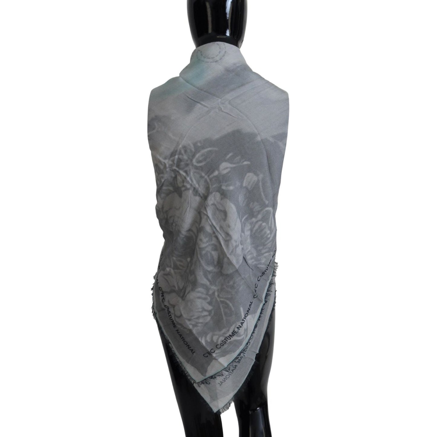 Costume National Chic Designer Grey Scarf with Fringes Costume National