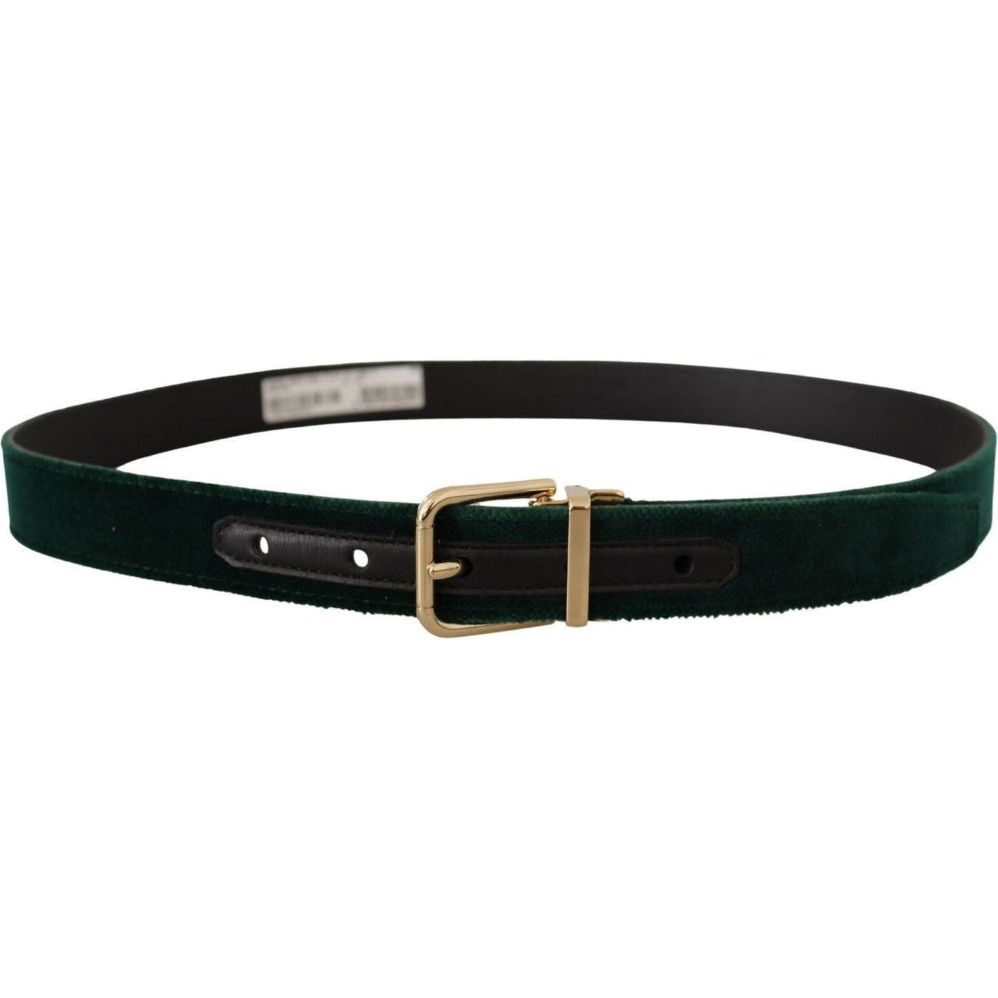 Dolce & Gabbana Emerald Velvet Designer Belt with Golden Buckle Dolce & Gabbana