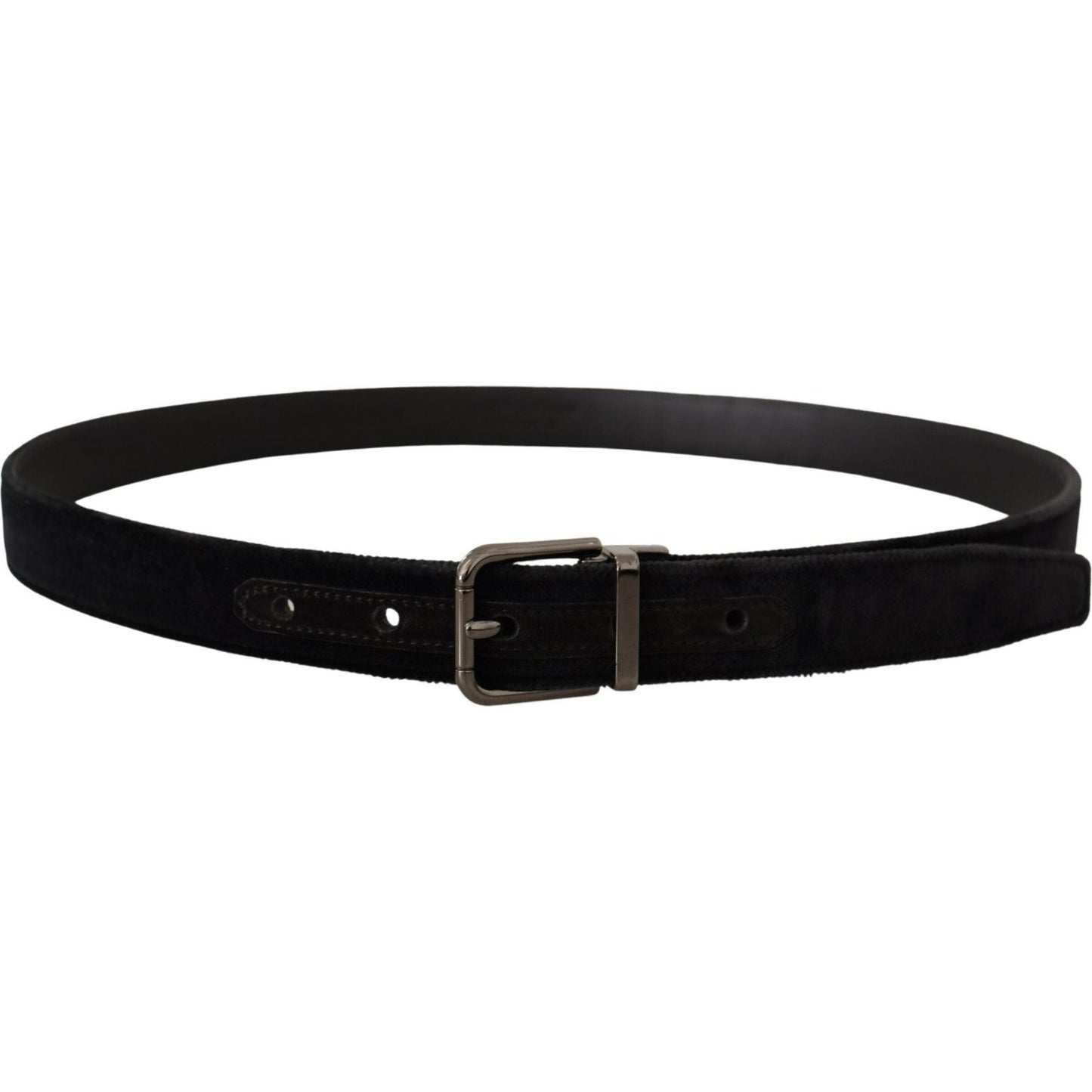 Dolce & Gabbana Elegant Black Leather Belt with Silver Tone Buckle Dolce & Gabbana