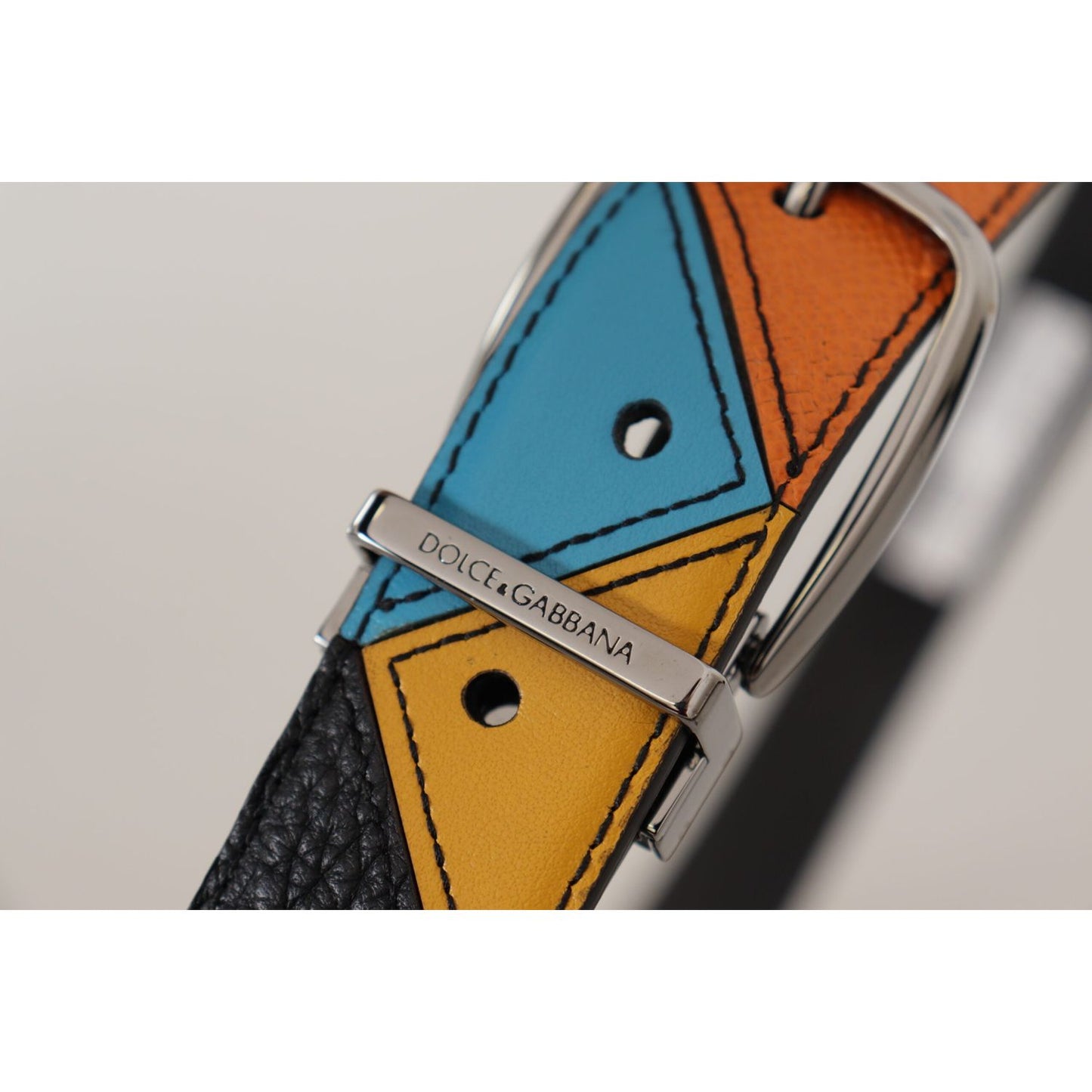 Dolce & Gabbana Elegant Multicolor Leather Belt with Silver Buckle Dolce & Gabbana