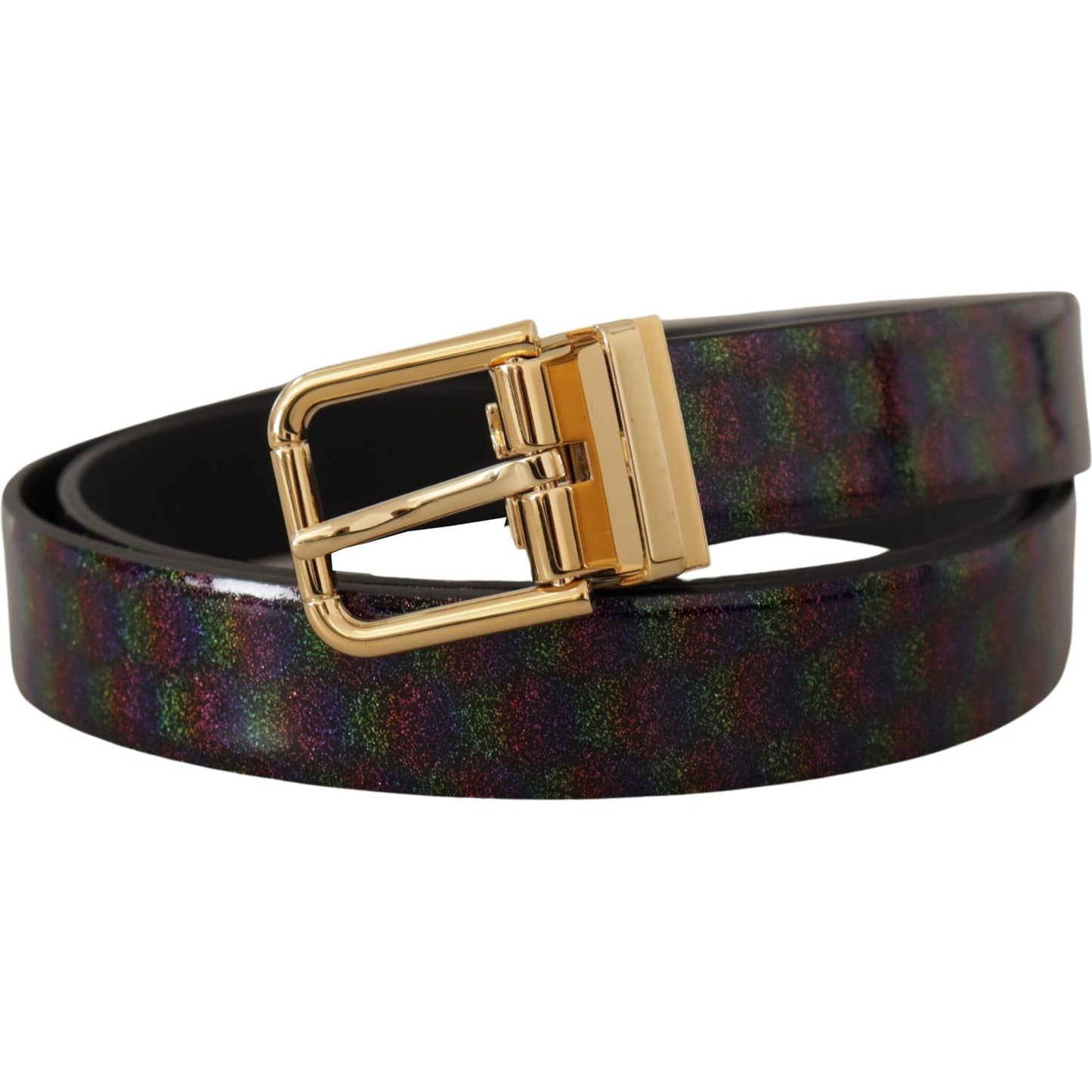 Dolce & Gabbana Elegant Vernice Leather Belt with Silver Buckle Dolce & Gabbana