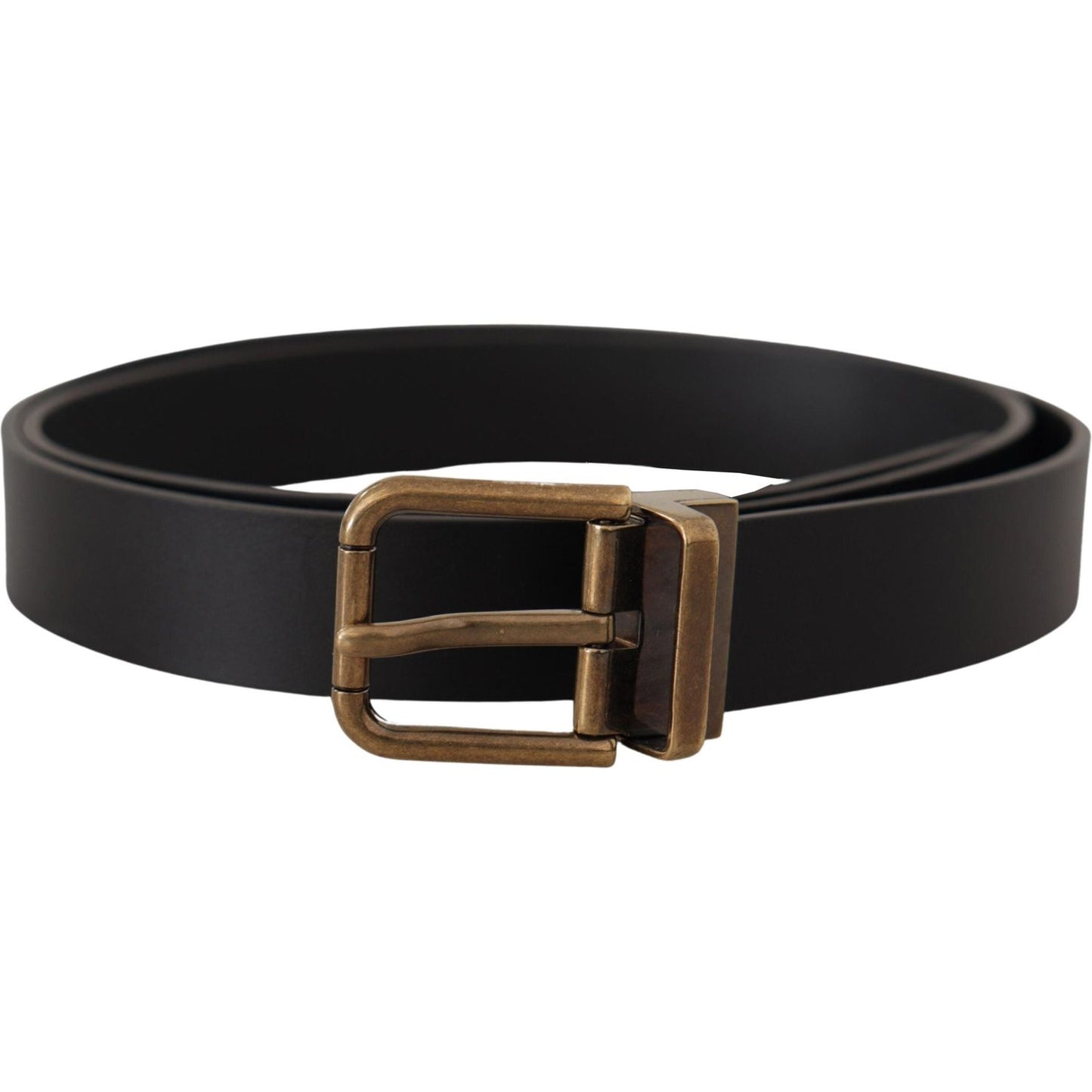 Dolce & Gabbana Elegant Black Leather Belt with Vintage Buckle Dolce & Gabbana