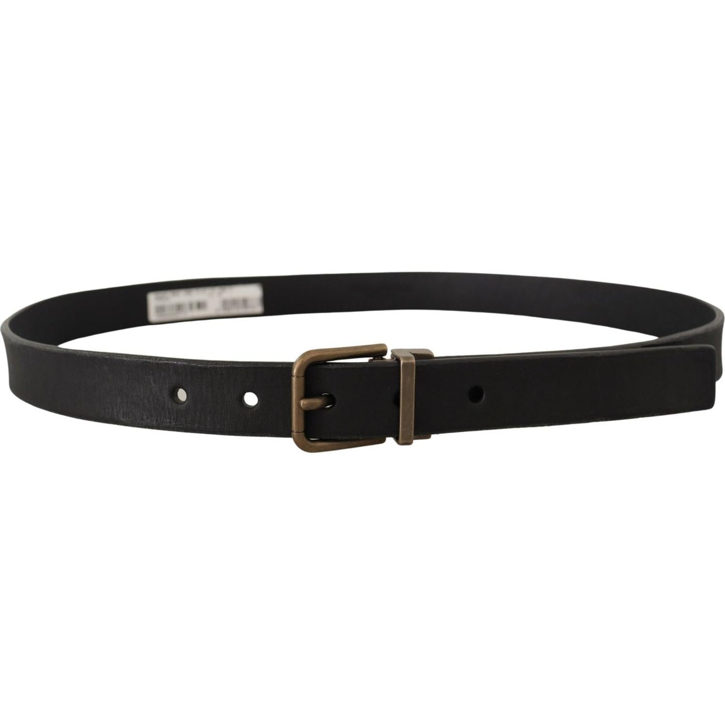 Dolce & Gabbana Elegant Black Leather Belt with Vintage Metal Buckle Dolce & Gabbana