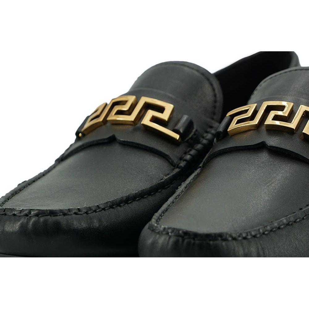 Versace Elegant Black Calf Leather Men's Loafers Versace