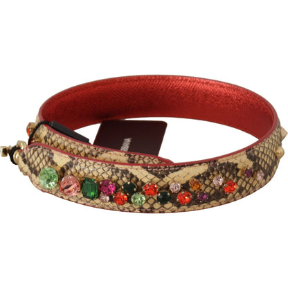 Dolce & Gabbana Beige Exotic Leather Crystals Shoulder Strap
