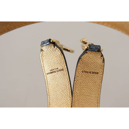 Dolce & Gabbana Blue Exotic Leather Crystals Shoulder Strap