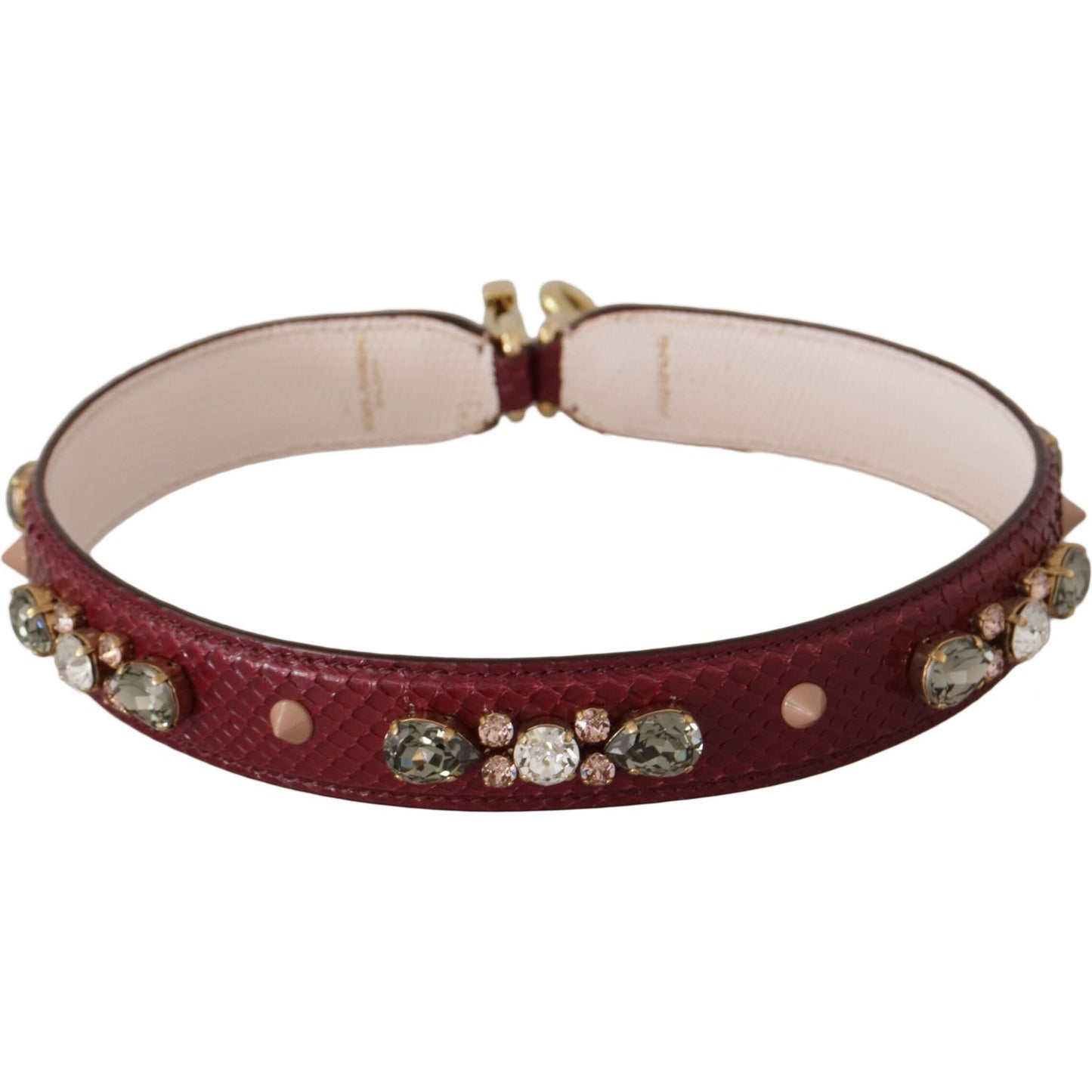Dolce & Gabbana Bordeaux Leather Crystals Bag Shoulder Strap