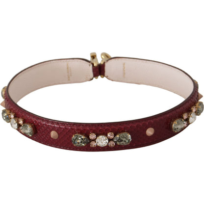 Dolce & Gabbana Bordeaux Leather Crystals Bag Shoulder Strap