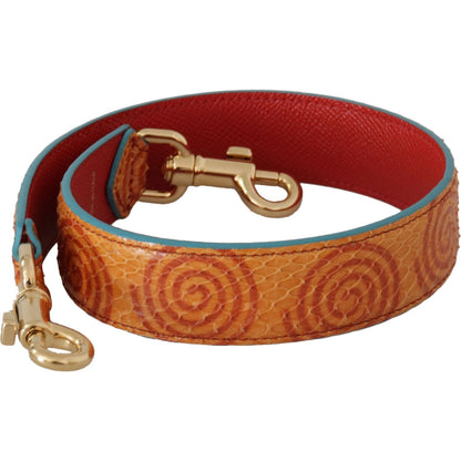 Dolce & Gabbana Orange Leather Swirl Print Bag Shoulder Strap