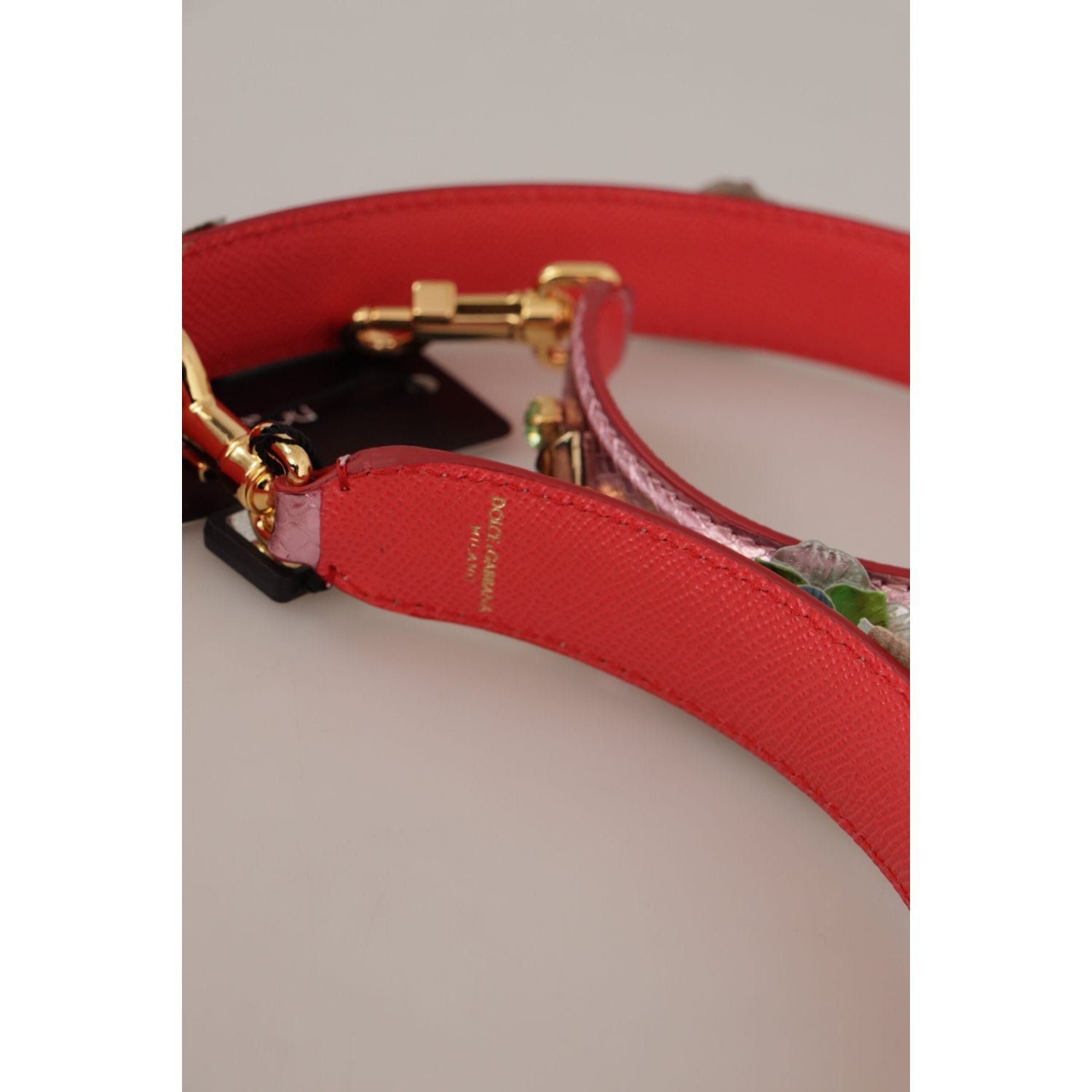 Dolce & Gabbana Metallic Pink Leather Studded Shoulder Strap