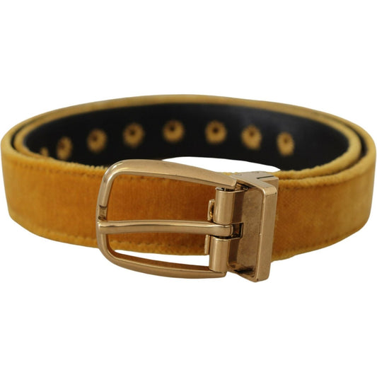 Dolce & Gabbana Elegant Velvet Gold Buckle Women's Belt Dolce & Gabbana