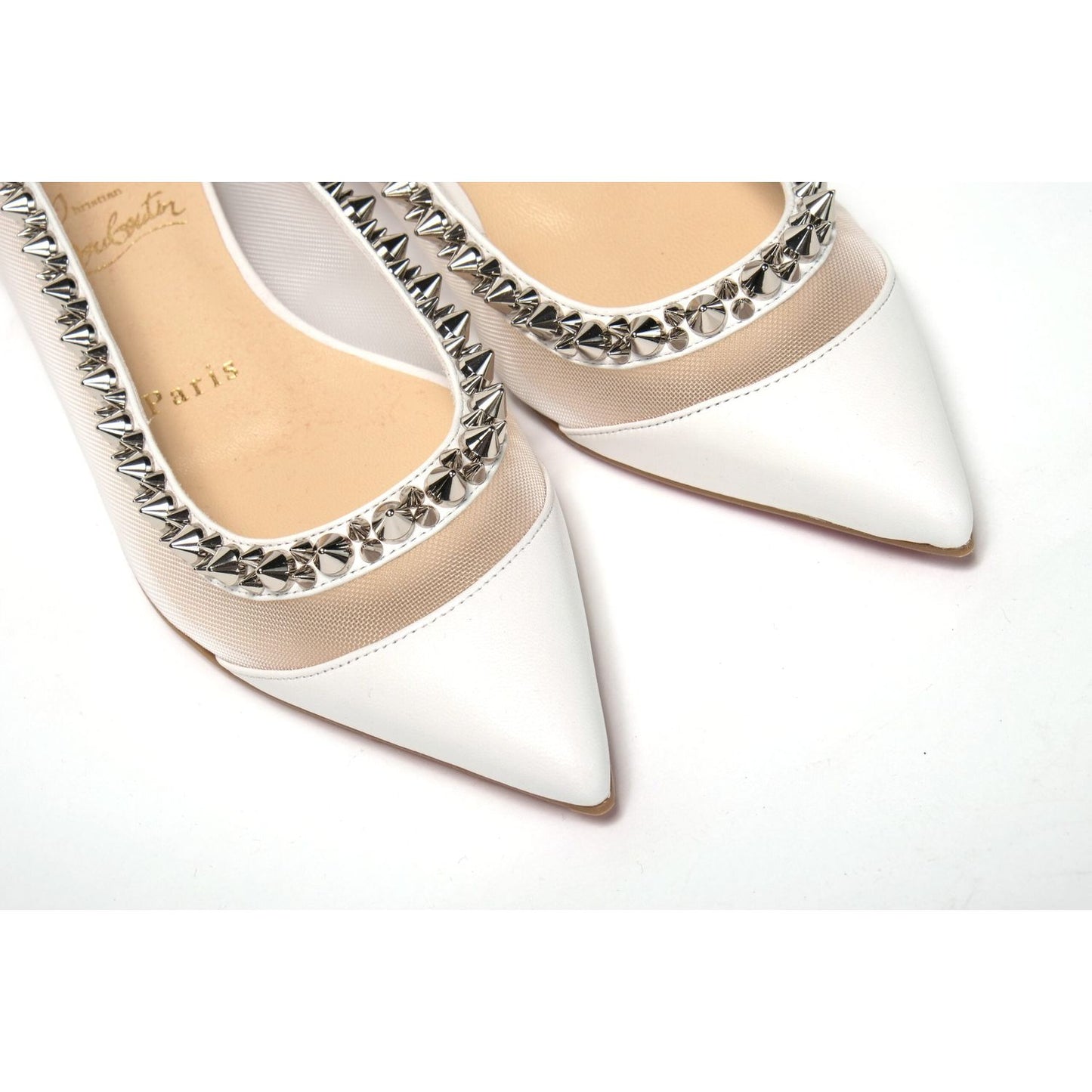 Christian Louboutin Bianco White silver Flat Point Toe Shoe Christian Louboutin