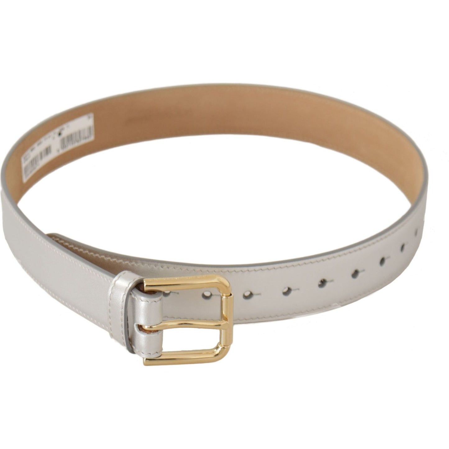 Dolce & Gabbana Engraved Silver-Toned Leather Belt Dolce & Gabbana