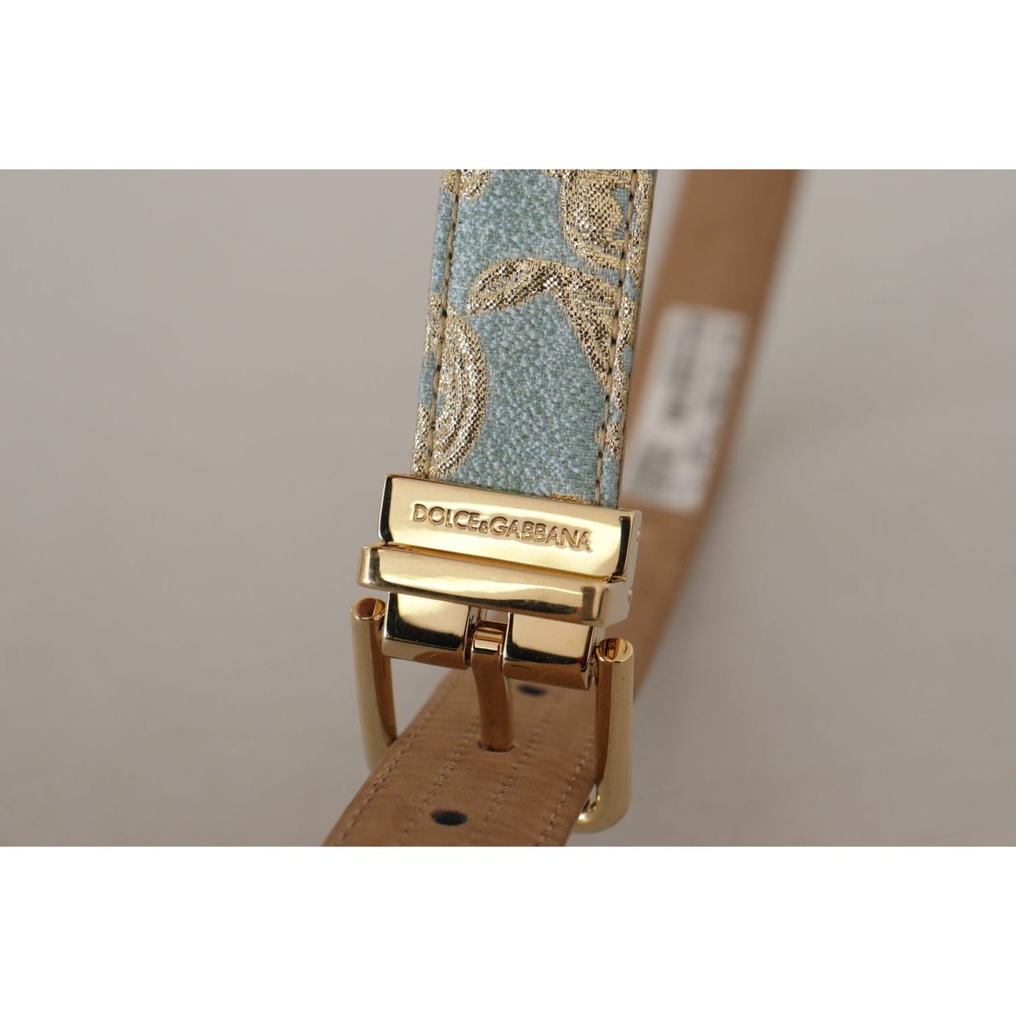 Dolce & Gabbana Elegant Light Blue Leather Belt with Gold Buckle Dolce & Gabbana