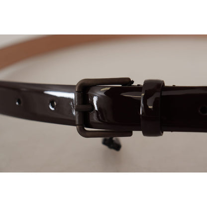 Dolce & Gabbana Black Patent Leather Logo Metal Waist Buckle Belt