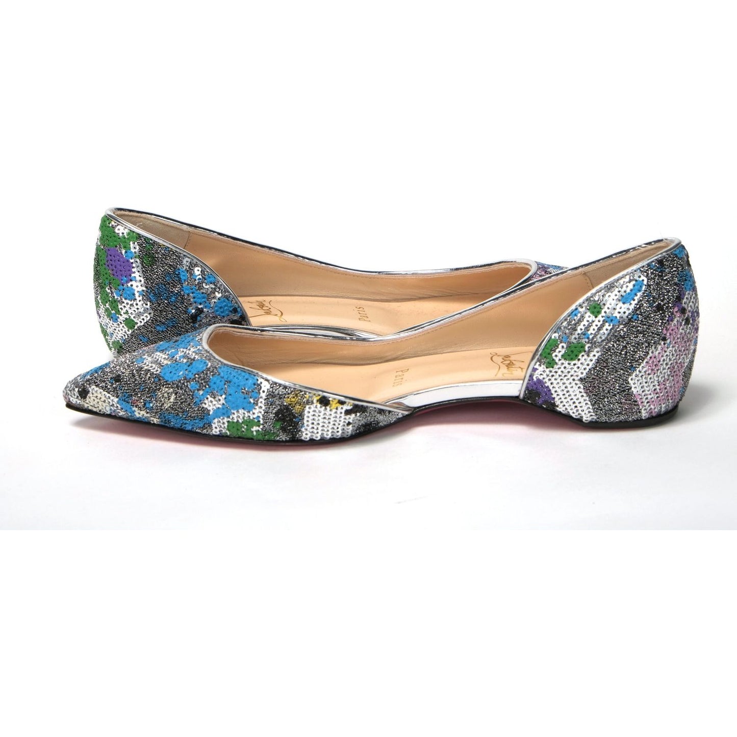 Christian Louboutin Multicolor Silver Flat Point Toe Shoe Christian Louboutin