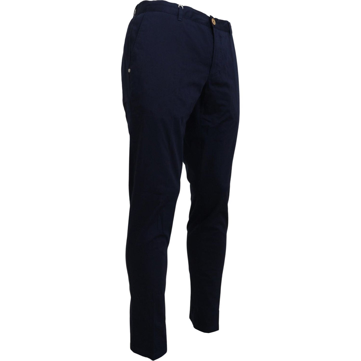 Domenico Tagliente Elegant Dark Blue Slim Chino Pants Domenico Tagliente